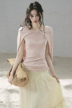 Hollow-Out Shawl Top