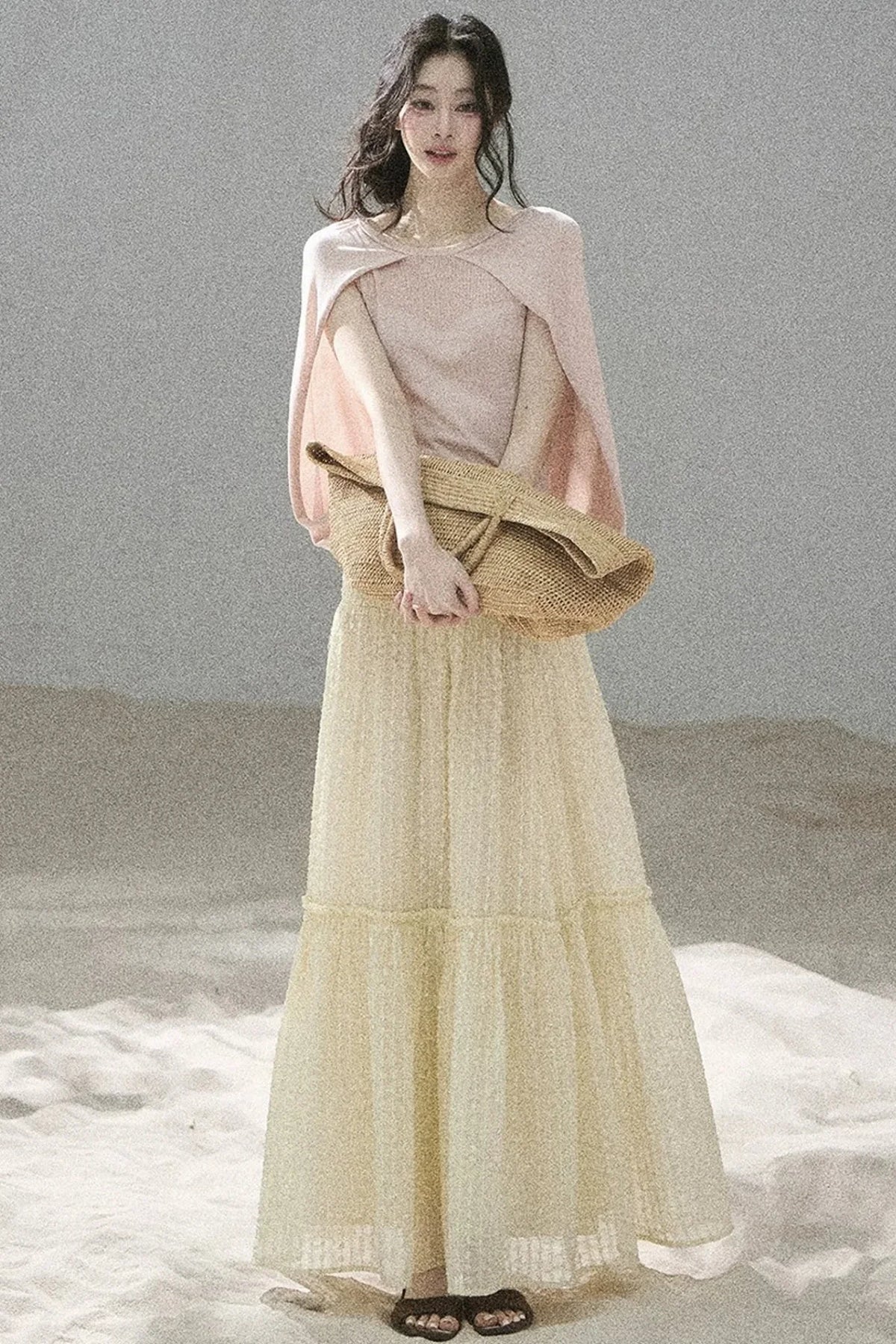 Hollow-Out Shawl Top