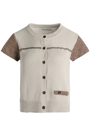 Hollow-out Short Sleeve Knit Cardigan
