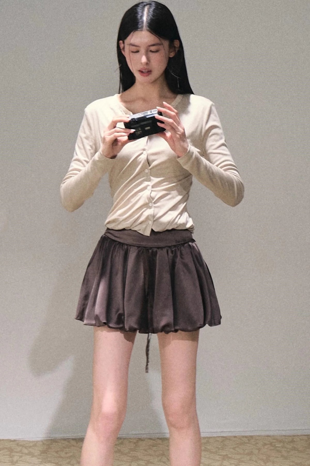 Honest Pleats Reversible Knitted Cardigan Top