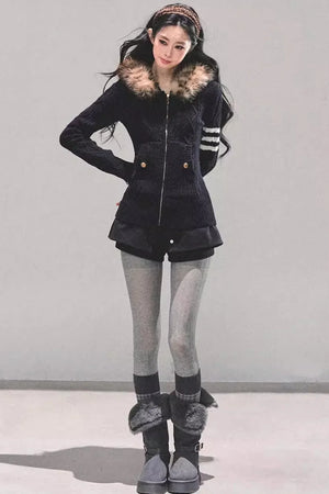 Hooded Cable Knit Sweater
