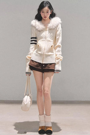 Hooded Cable Knit Sweater