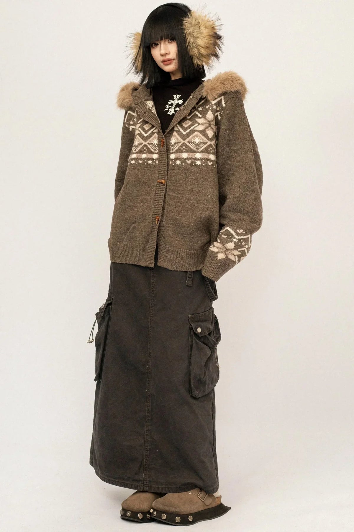 Hooded Fair Isle Cardigan
