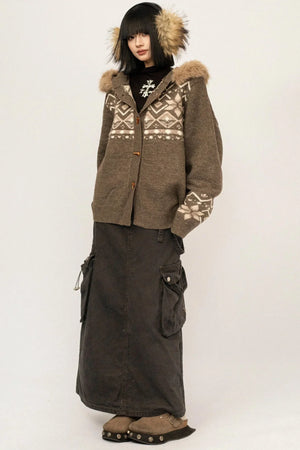 Hooded Fair Isle Cardigan