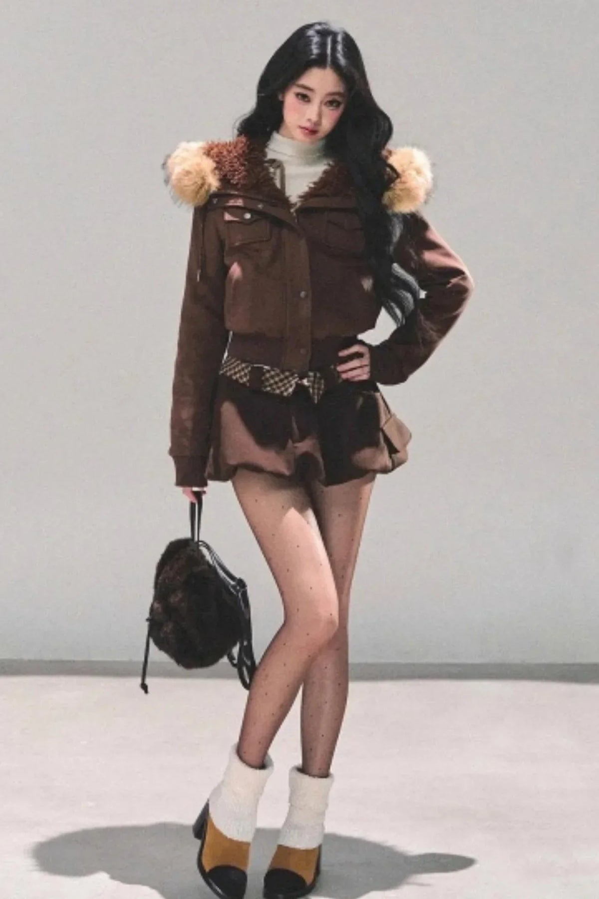 Hooded Faux Fur Winter Coat