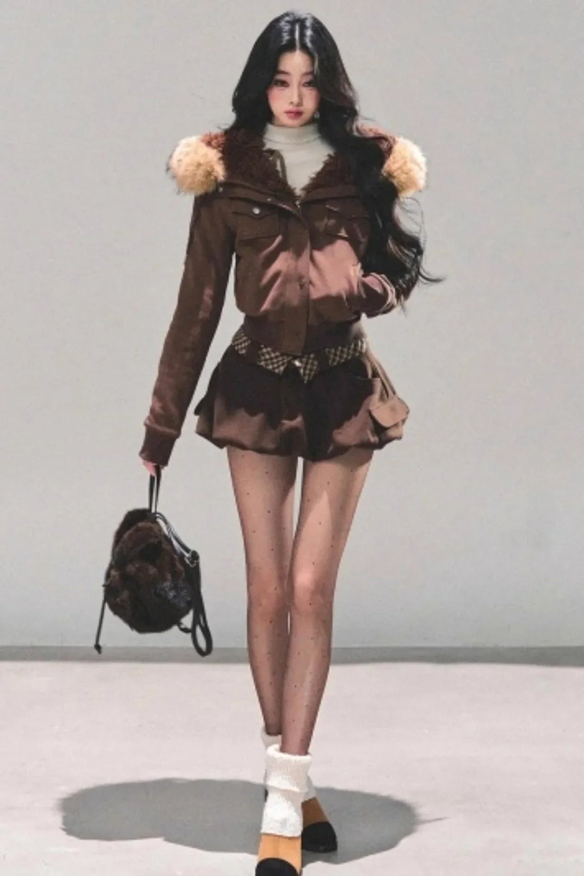 Hooded Faux Fur Winter Coat