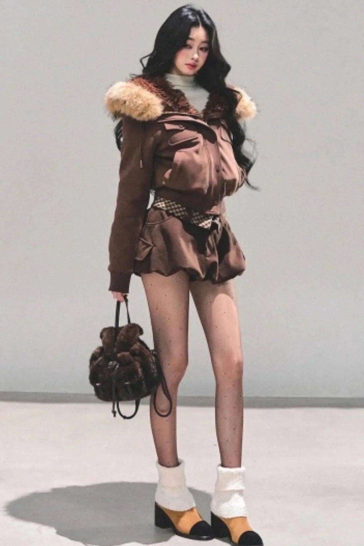Hooded Faux Fur Winter Coat