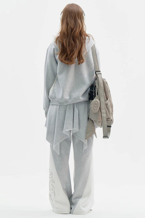 Hooded Gray Jacket and Skirt Set-Up