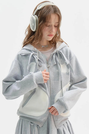 Hooded Gray Jacket and Skirt Set-Up
