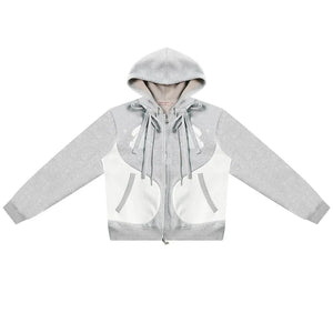 Hooded Gray Jacket and Skirt Set-Up