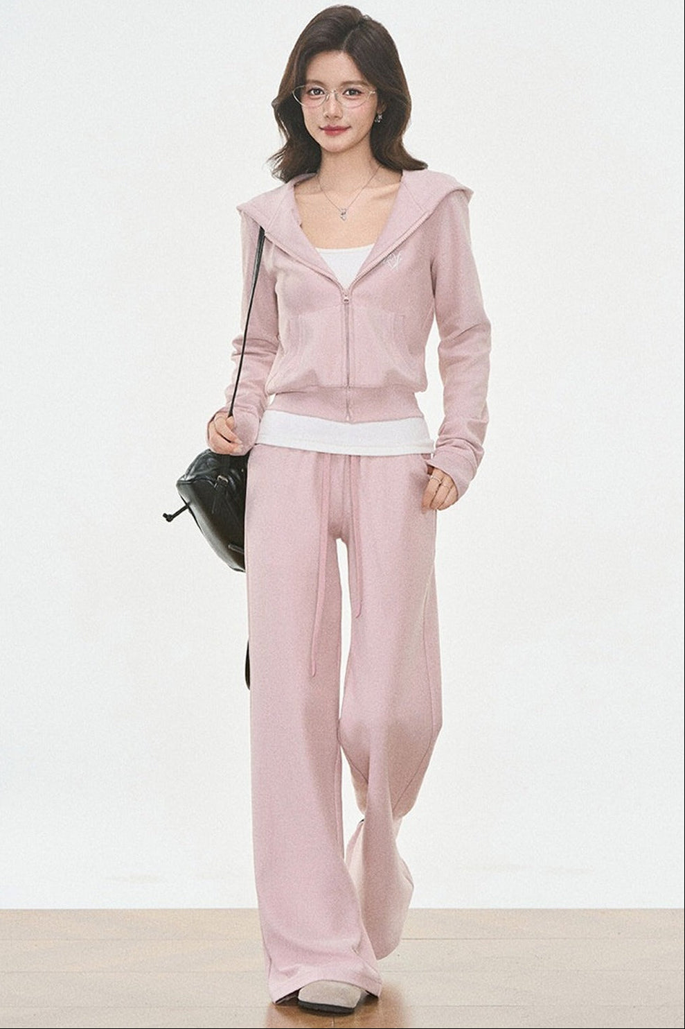 Hooded Knit Cardigan and Sweatpants Set-Up