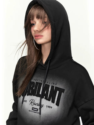 Hooded Letter Print Sweatshirt Skirt Set