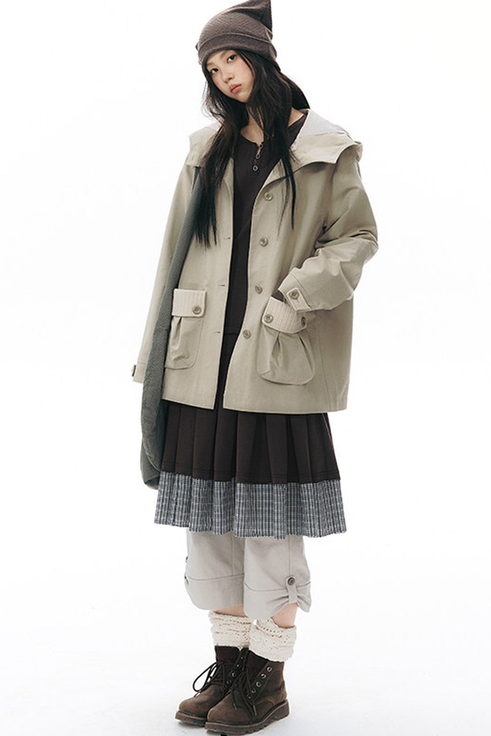 Hooded Patchwork Workwear Jacket