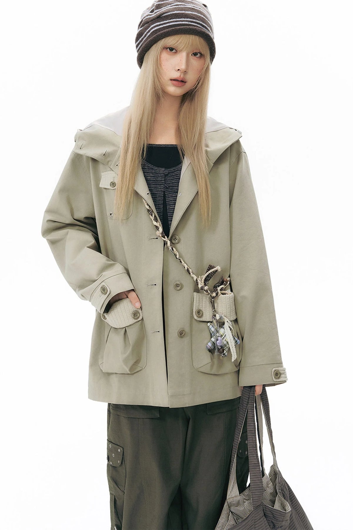Hooded Patchwork Workwear Jacket
