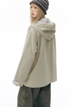 Hooded Patchwork Workwear Jacket