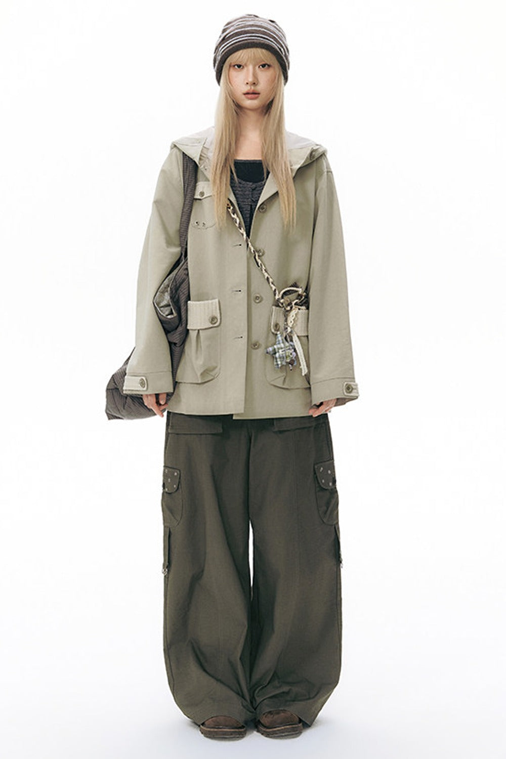 Hooded Patchwork Workwear Jacket