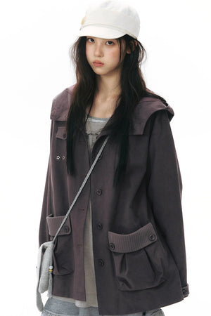 Hooded Patchwork Workwear Jacket