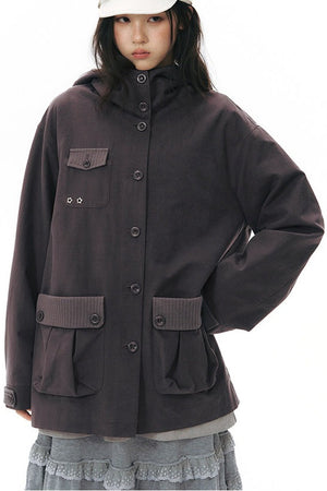 Hooded Patchwork Workwear Jacket