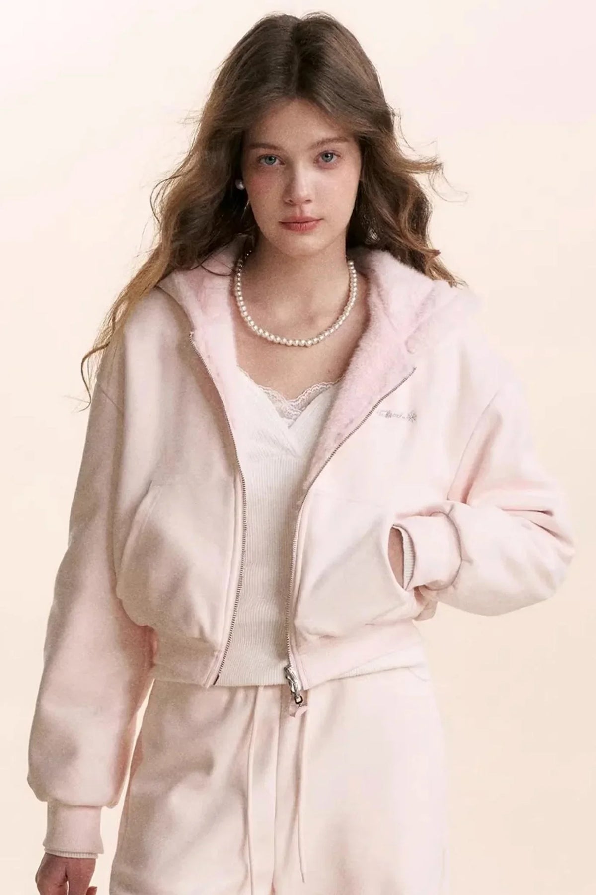 Hooded Plush Jacket & Fleece Pants Set-Up