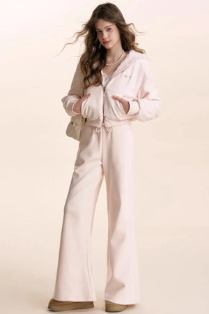 Hooded Plush Jacket & Fleece Pants Set-Up