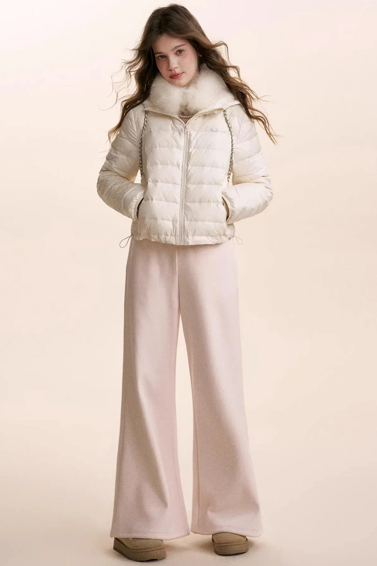Hooded Plush Jacket & Fleece Pants Set-Up