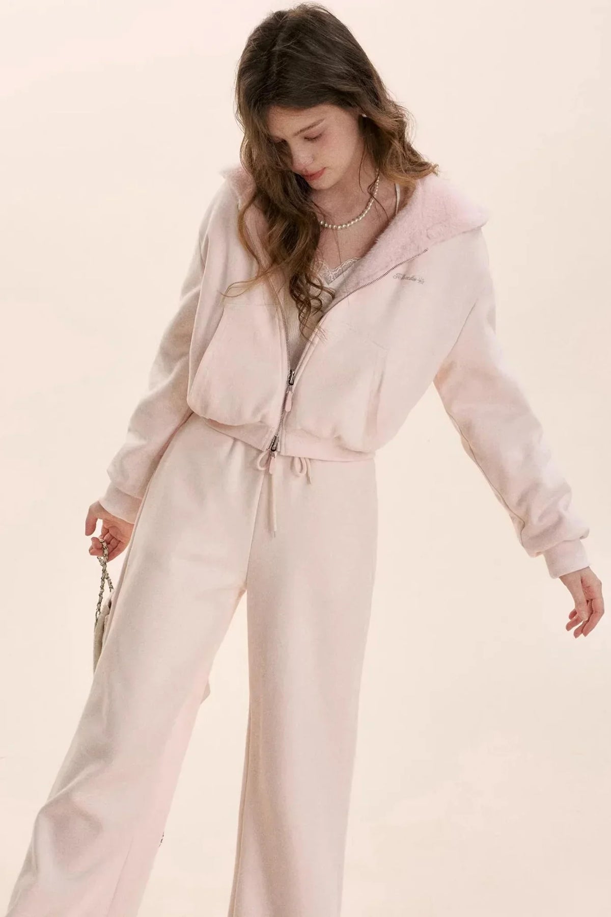 Hooded Plush Jacket & Fleece Pants Set-Up