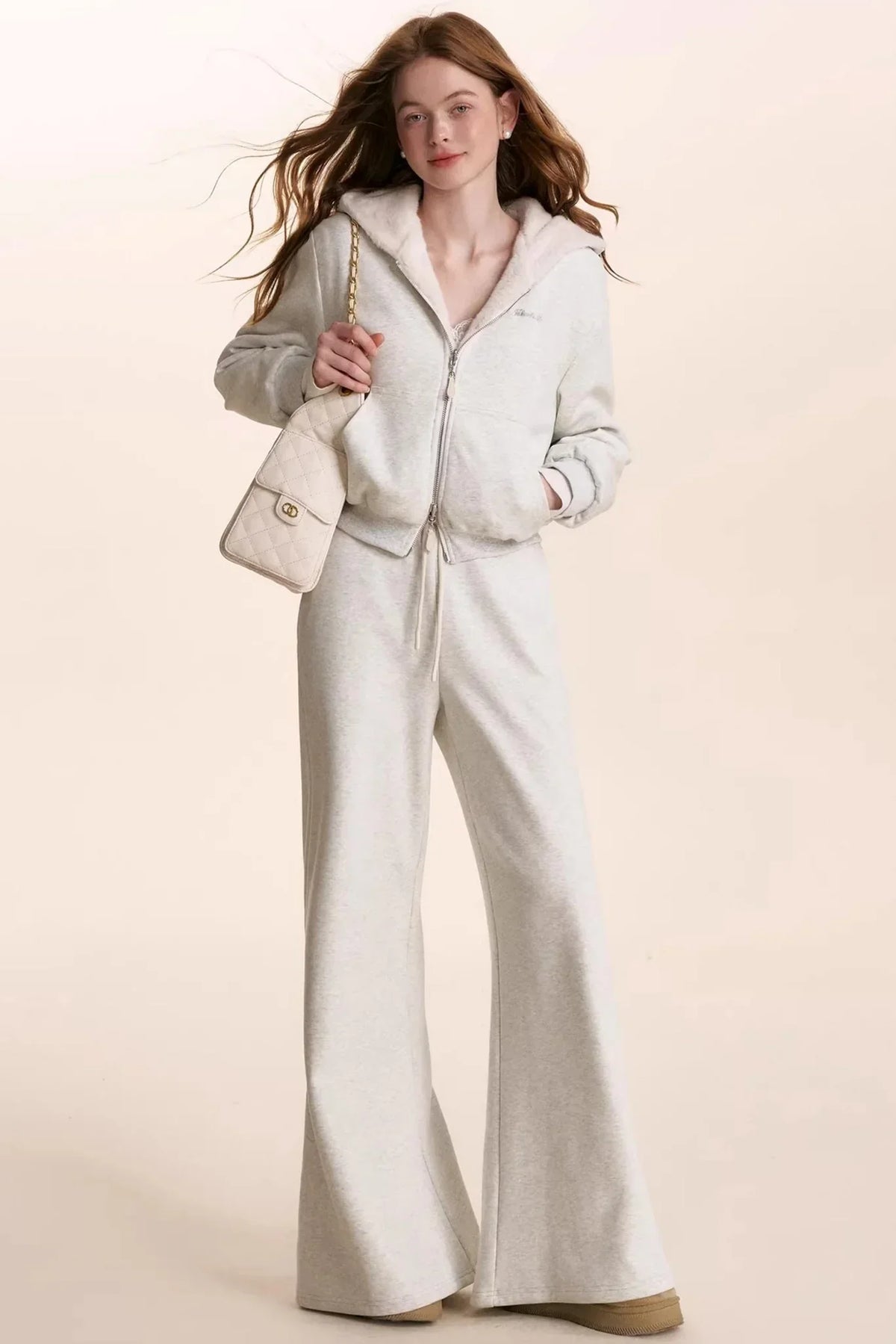 Hooded Plush Jacket & Fleece Pants Set-Up
