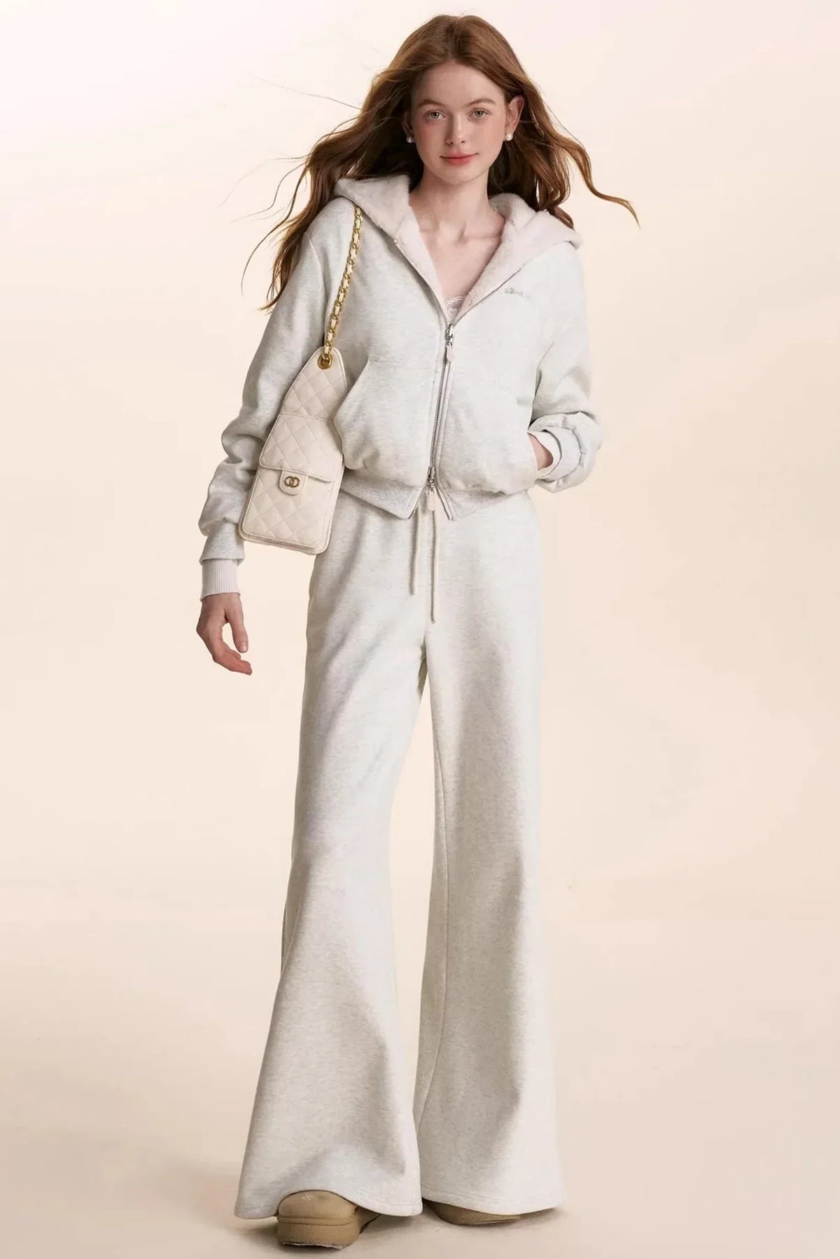 Hooded Plush Jacket & Fleece Pants Set-Up