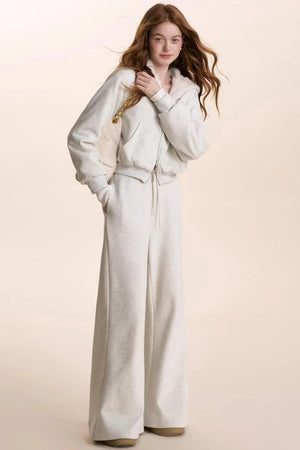 Hooded Plush Jacket & Fleece Pants Set-Up