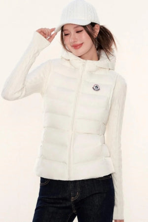 Hooded Ribbed Down Vest