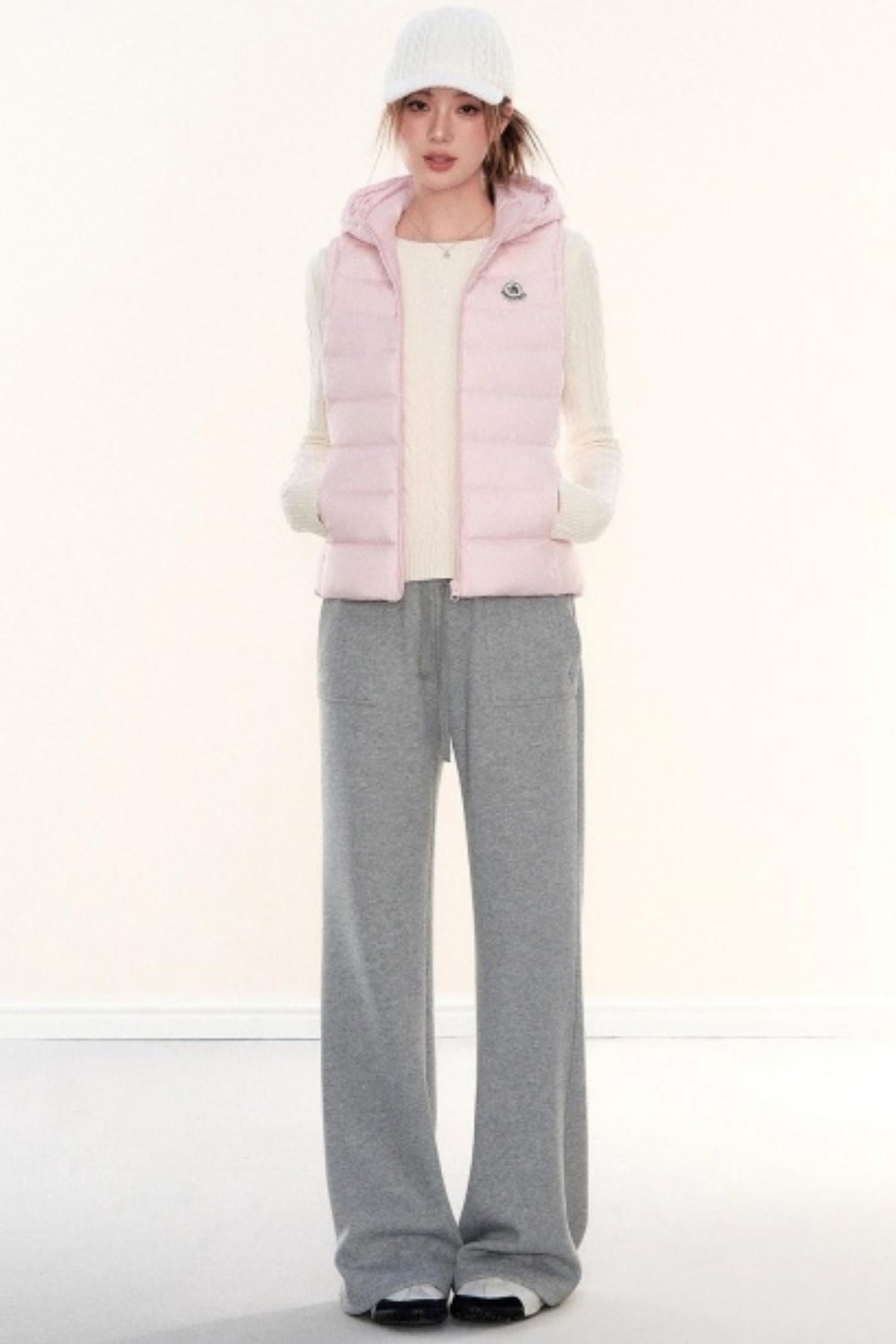 Hooded Ribbed Down Vest