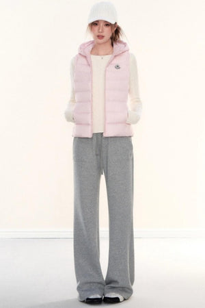 Hooded Ribbed Down Vest