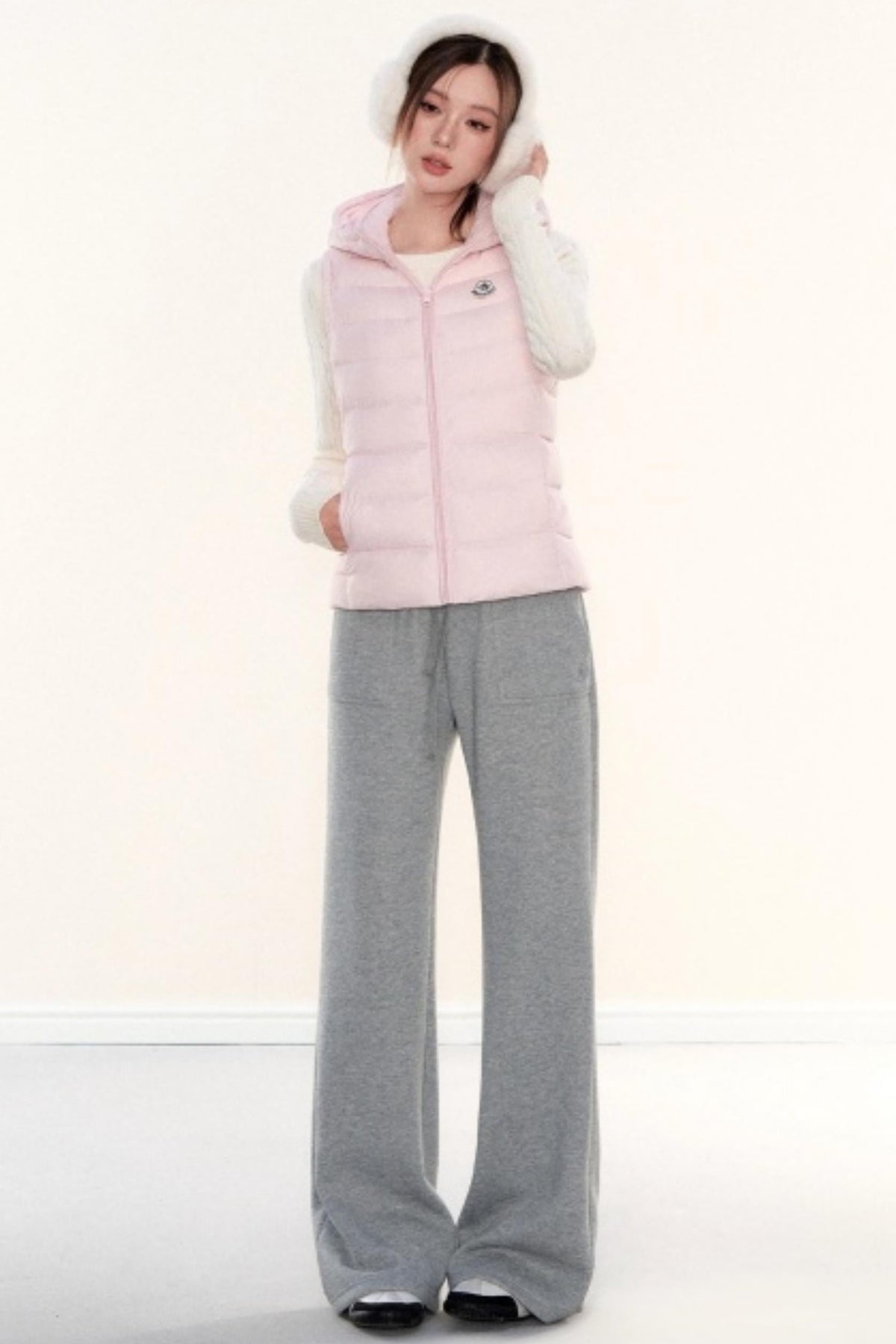 Hooded Ribbed Down Vest