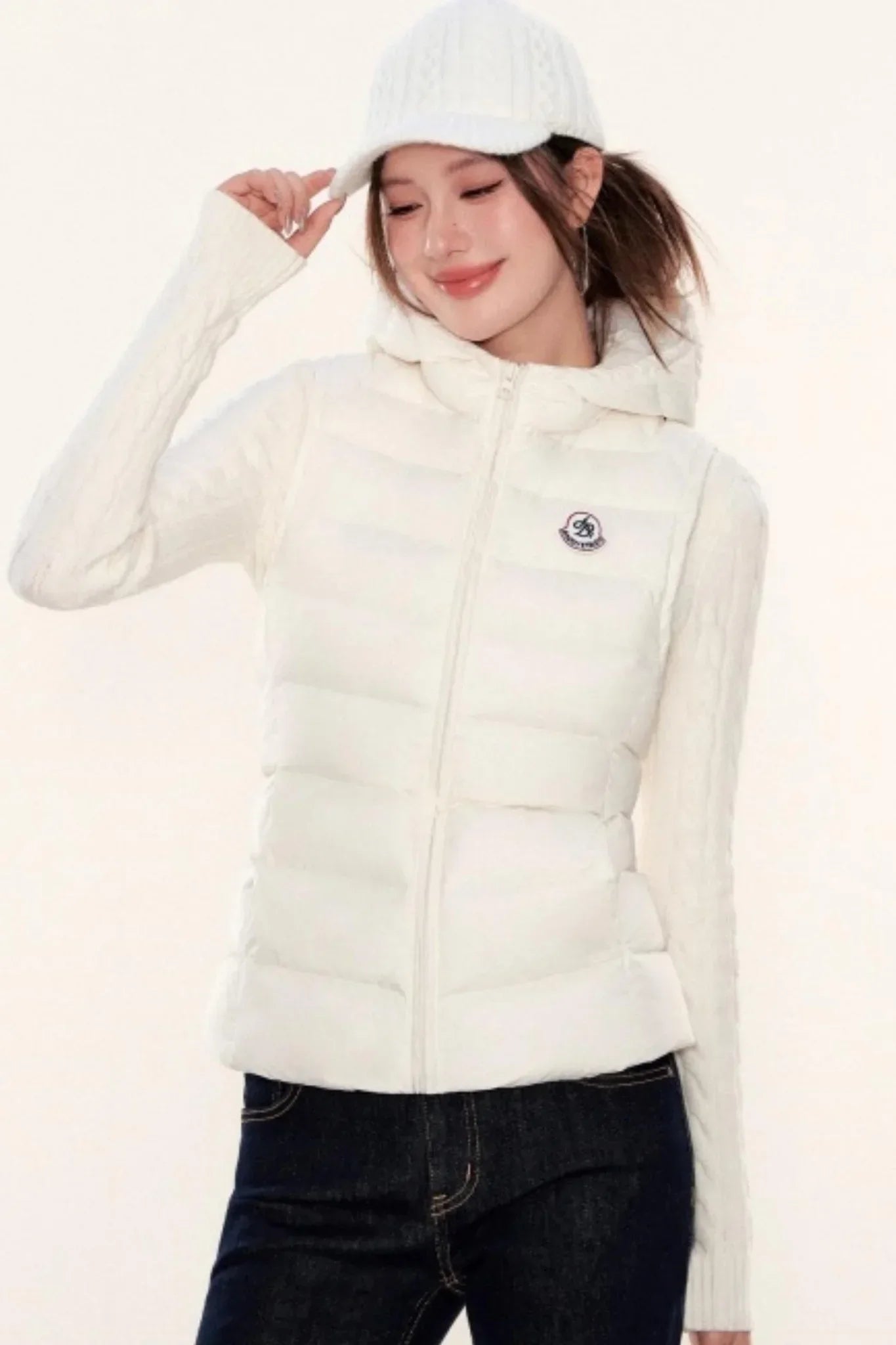 Hooded Ribbed Down Vest