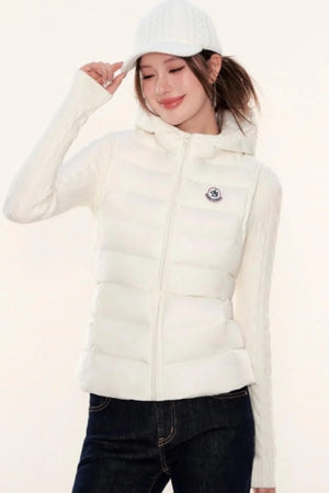 Hooded Ribbed Down Vest