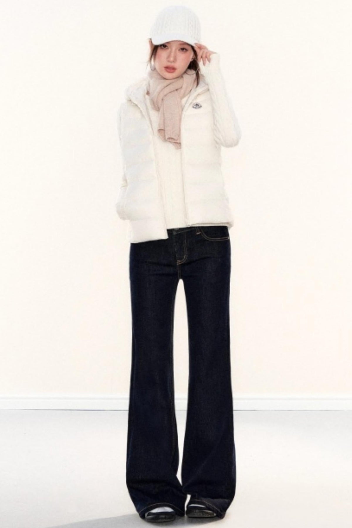 Hooded Ribbed Down Vest