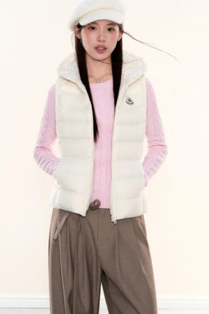 Hooded Ribbed Down Vest