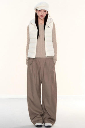 Hooded Ribbed Down Vest