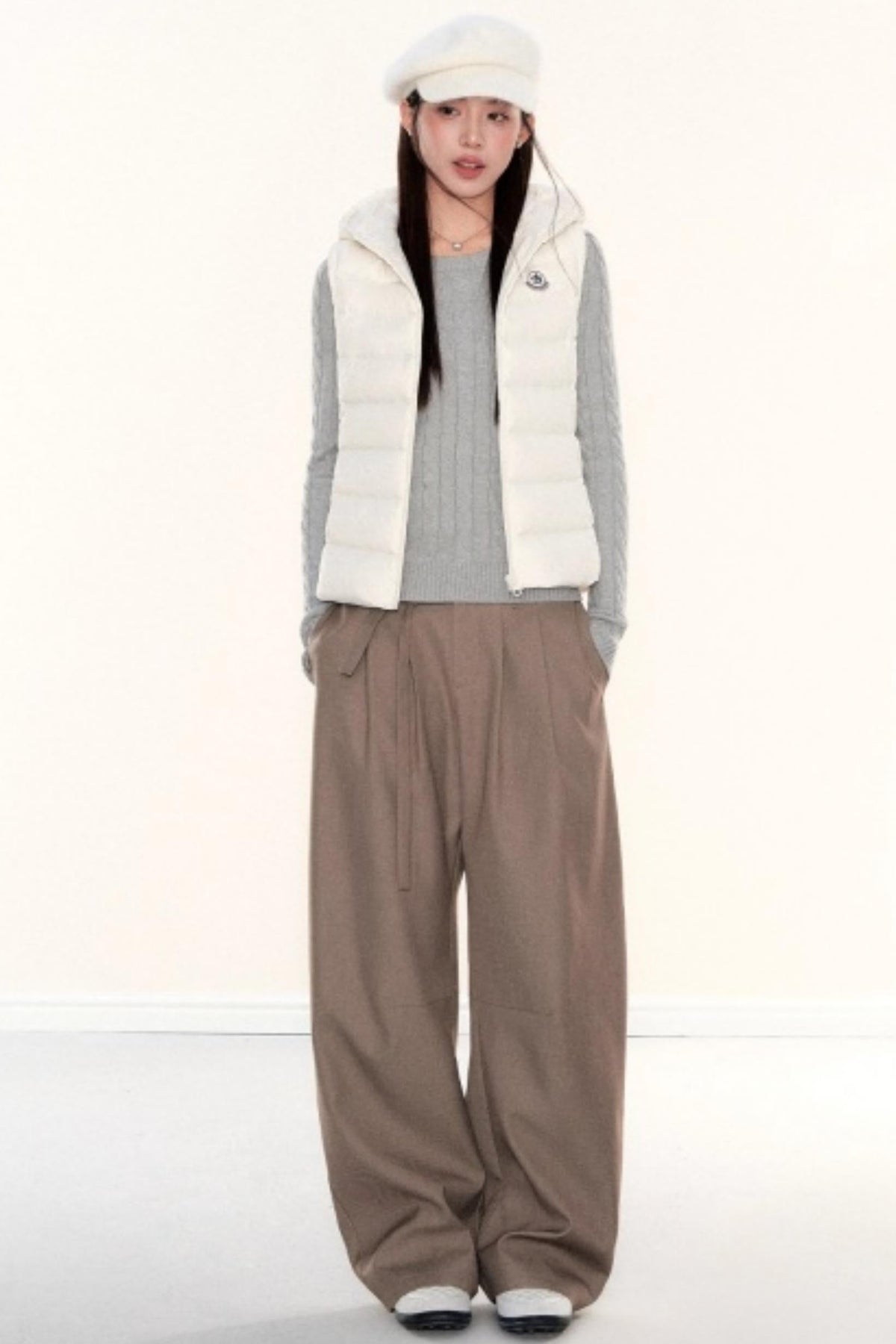 Hooded Ribbed Down Vest