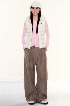 Hooded Ribbed Down Vest