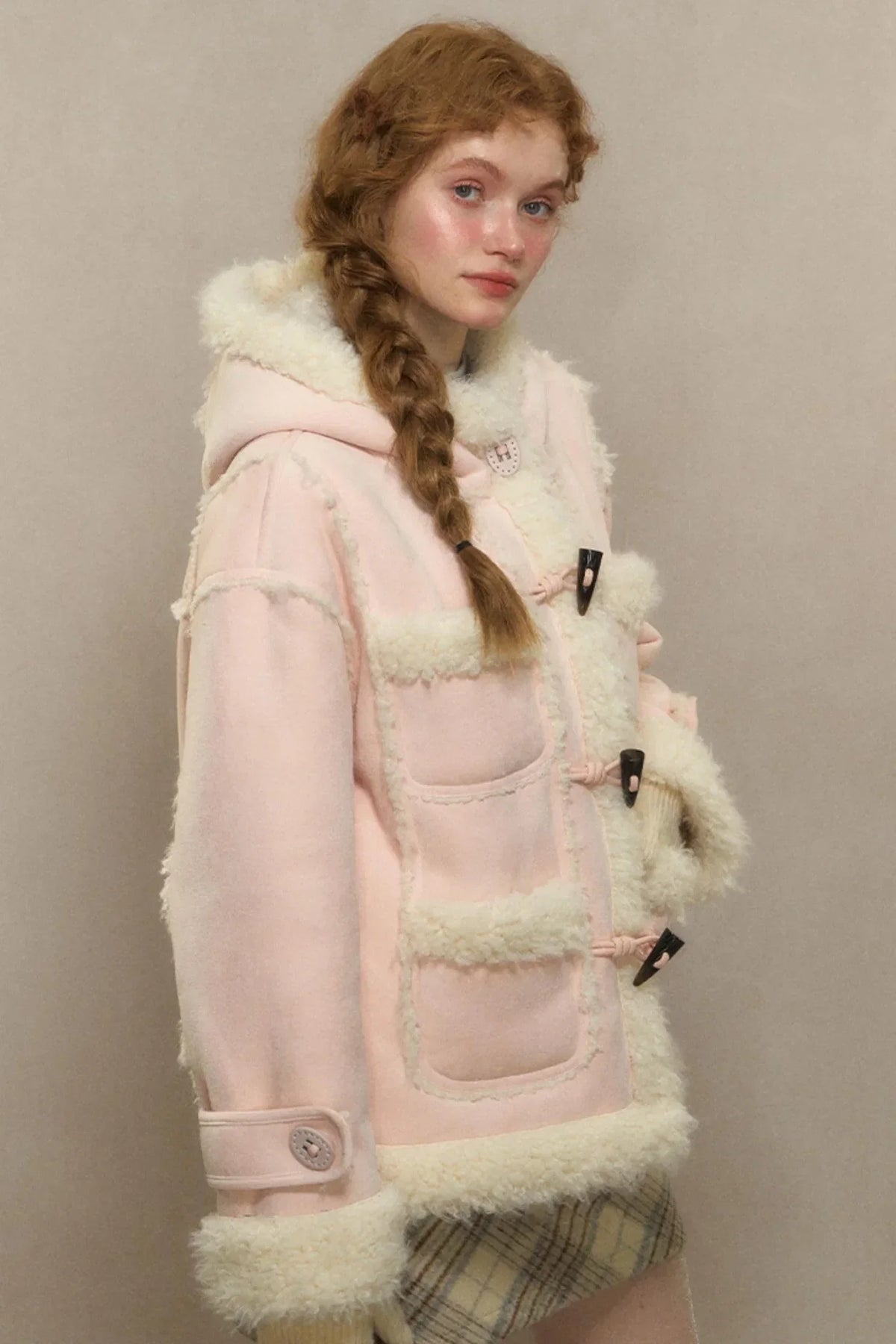 Hooded Suede Lambswool Fur Jacket