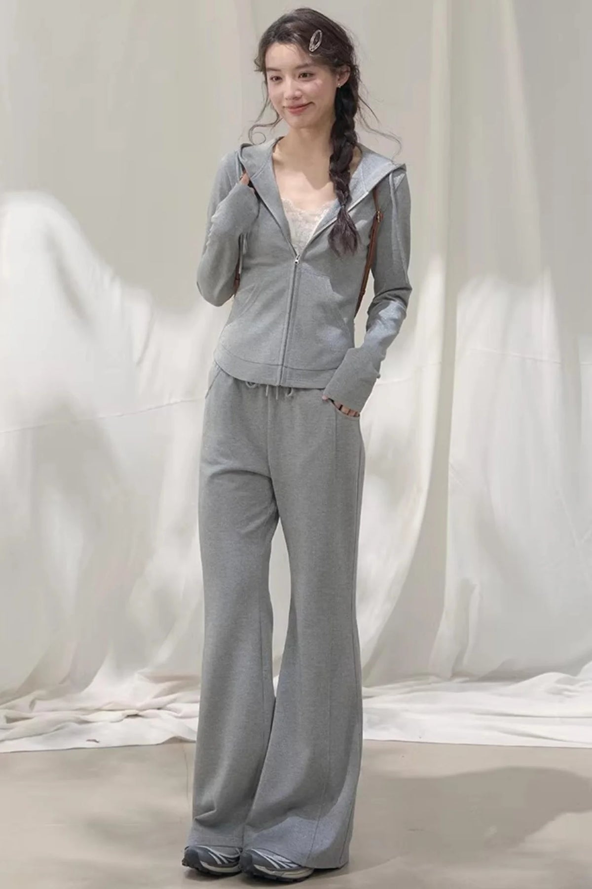 Hooded Zipper Sweatshirt Set-Up