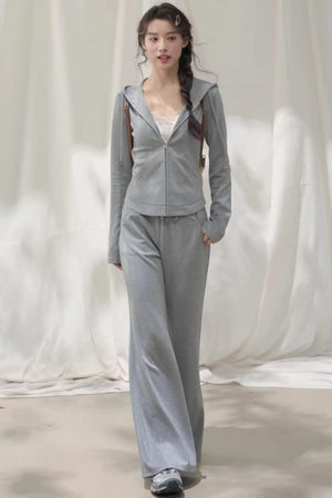 Hooded Zipper Sweatshirt Set-Up