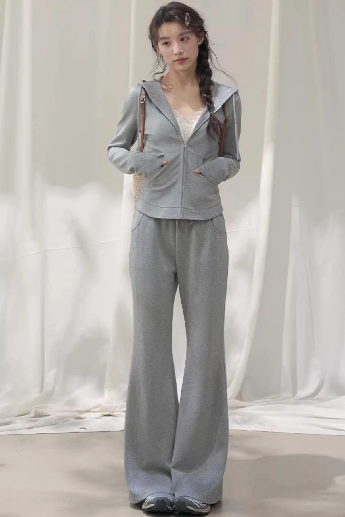 Hooded Zipper Sweatshirt Set-Up