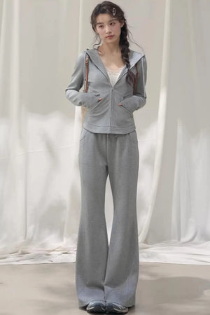 Hooded Zipper Sweatshirt Set-Up