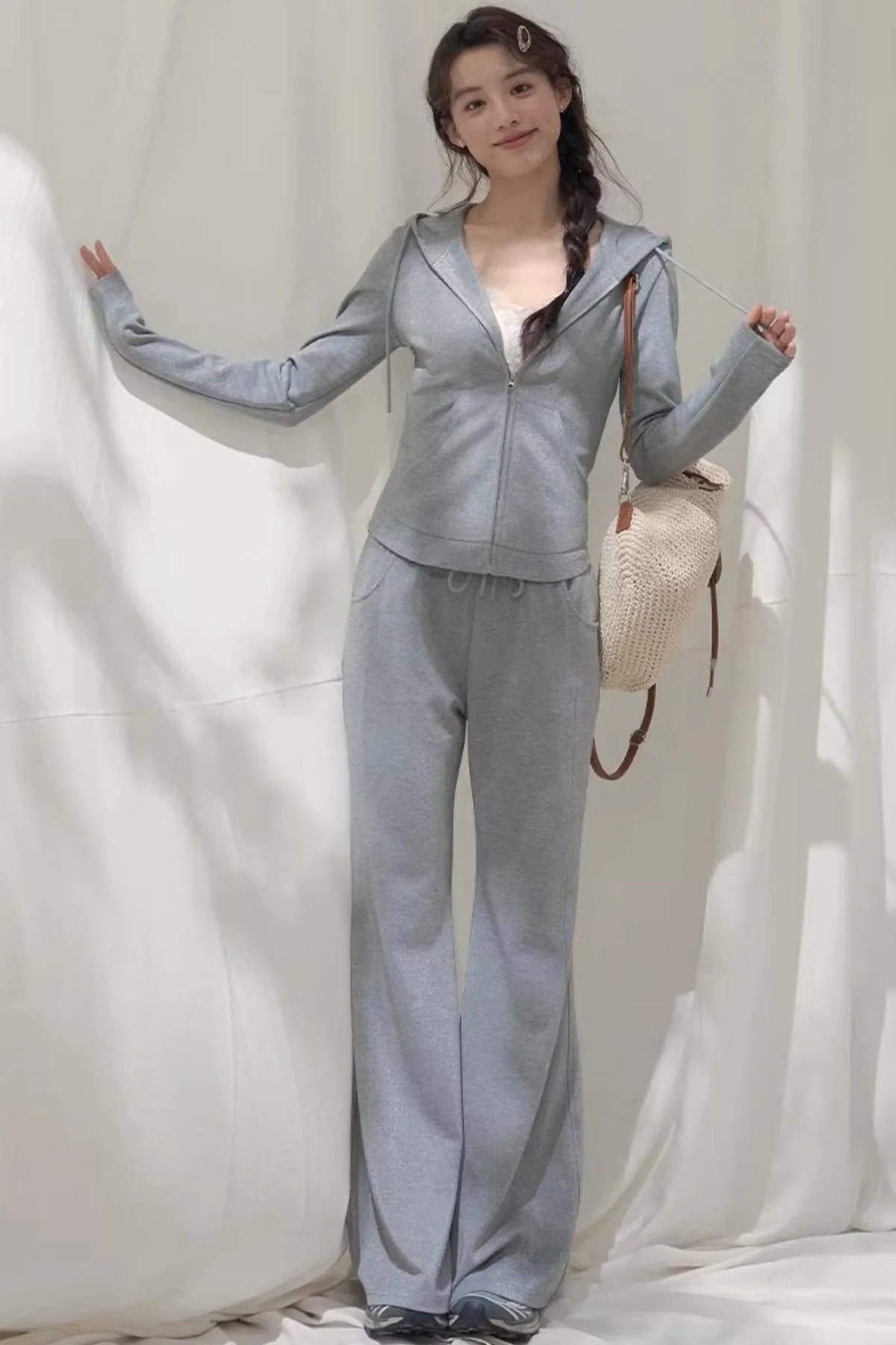 Hooded Zipper Sweatshirt Set-Up