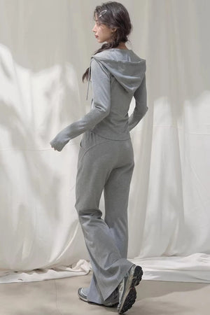 Hooded Zipper Sweatshirt Set-Up
