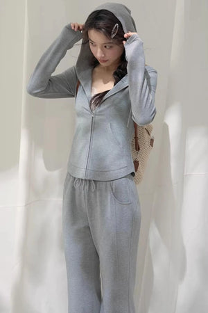 Hooded Zipper Sweatshirt Set-Up
