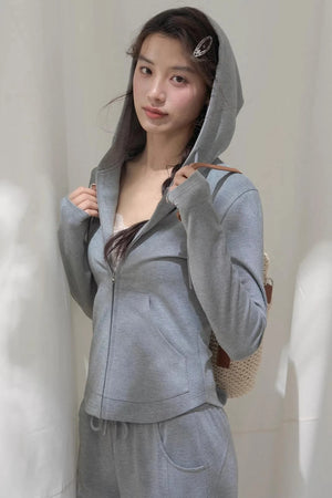 Hooded Zipper Sweatshirt Set-Up