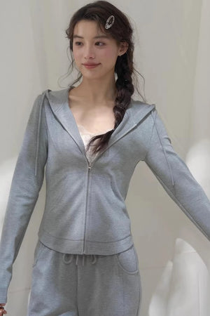 Hooded Zipper Sweatshirt Set-Up